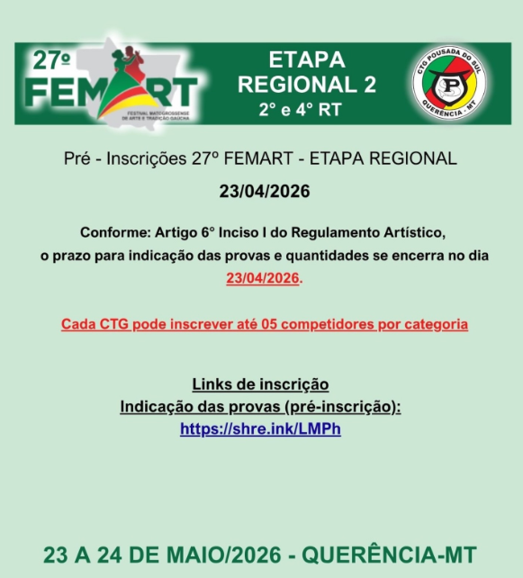 Regional 2ª e 4ª RT - FEMART 2026